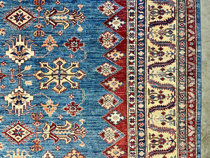 9'6"x11'7" Hand-Knotted 100% Wool Pile Kazak Design Carpet - Area Rug