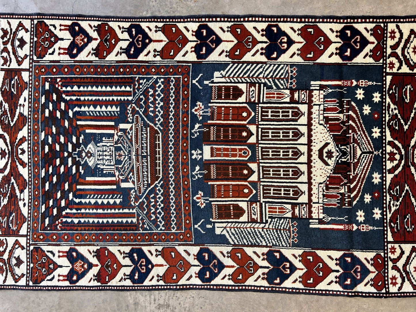 3'7"x5'6" Hand-Knotted 100% Wool Pile Shiraze Prayer Rug - Carpet