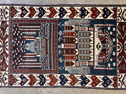 3'7"x5'6" Hand-Knotted 100% Wool Pile Shiraze Prayer Rug - Carpet