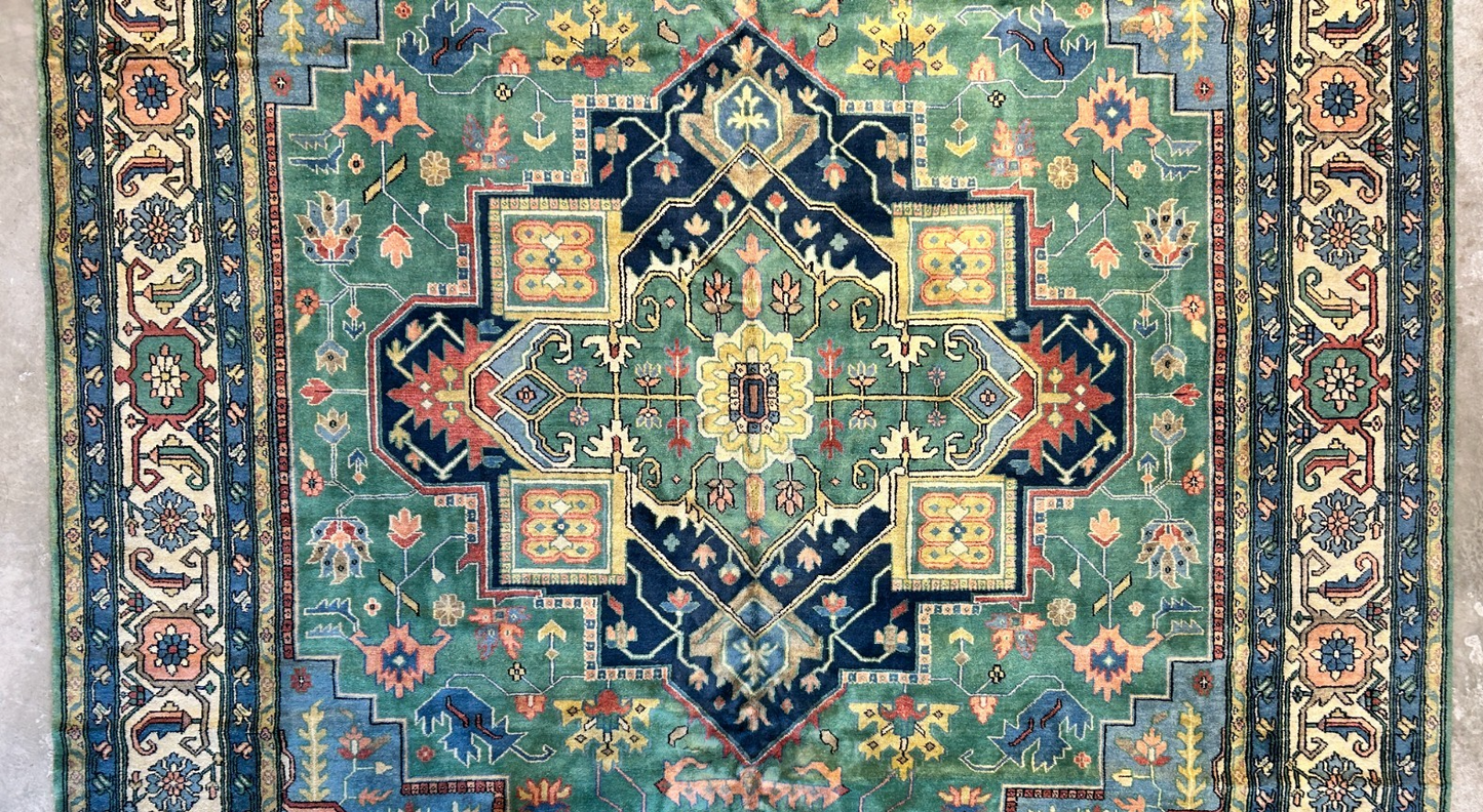 11'11"x15'11" Hand-Knotted 100% Wool Pile Herize Area Rug - Carpet