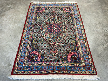 3'5"x5'2" Hand-Knotted 100% Wool Pile Persiane Bakhtiarie Rug