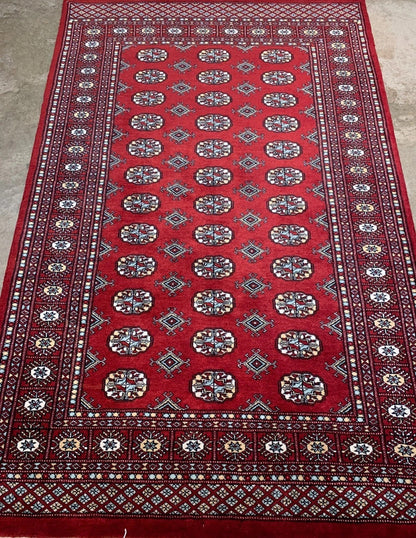 4'0" x 6'0" Hand-Knotted 100% Wool Pile Bokhara Area Rug - Handmade Carpet