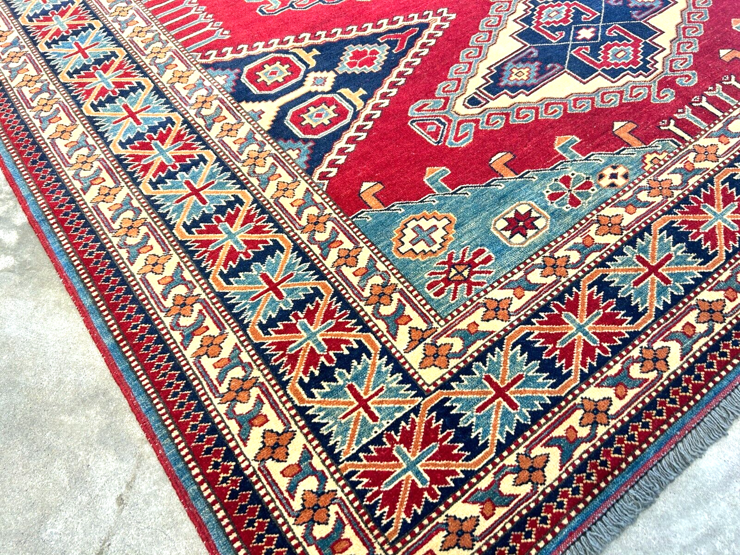 6'3"x7'10" Hand-Knotted 100% Wool Carpet - Fine Kazak Area Rug