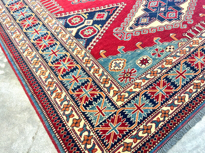 6'3"x7'10" Hand-Knotted 100% Wool Carpet - Fine Kazak Area Rug
