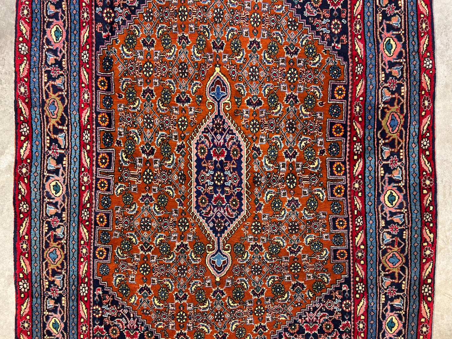 4'8"x7'2" Hand-Knotted 100% Wool Pile Bidjare Area Rug - Carpet