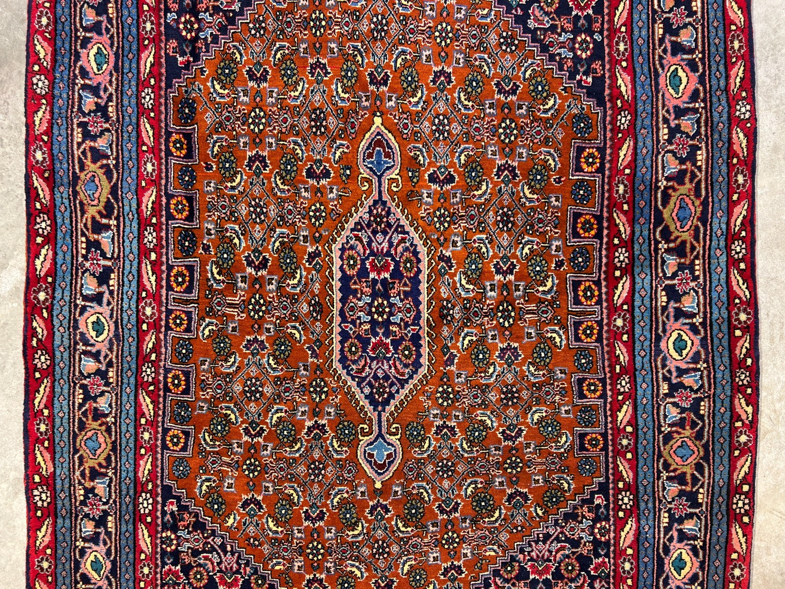 4'8"x7'2" Hand-Knotted 100% Wool Pile Bidjare Area Rug - Carpet