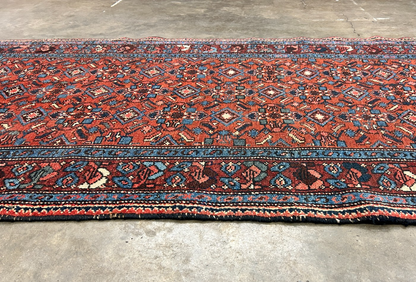 3'4"x6'2" Antique Hand-Knotted 100% Wool Pile Hamadane Area Rug - Carpet