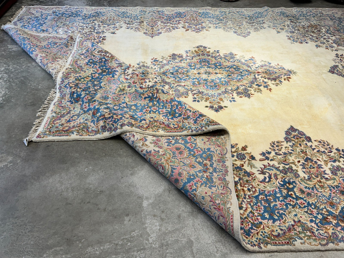 10'11"x14'9" Hand-Knotted 100% Wool Pile Kermane Area Rug - Carpet