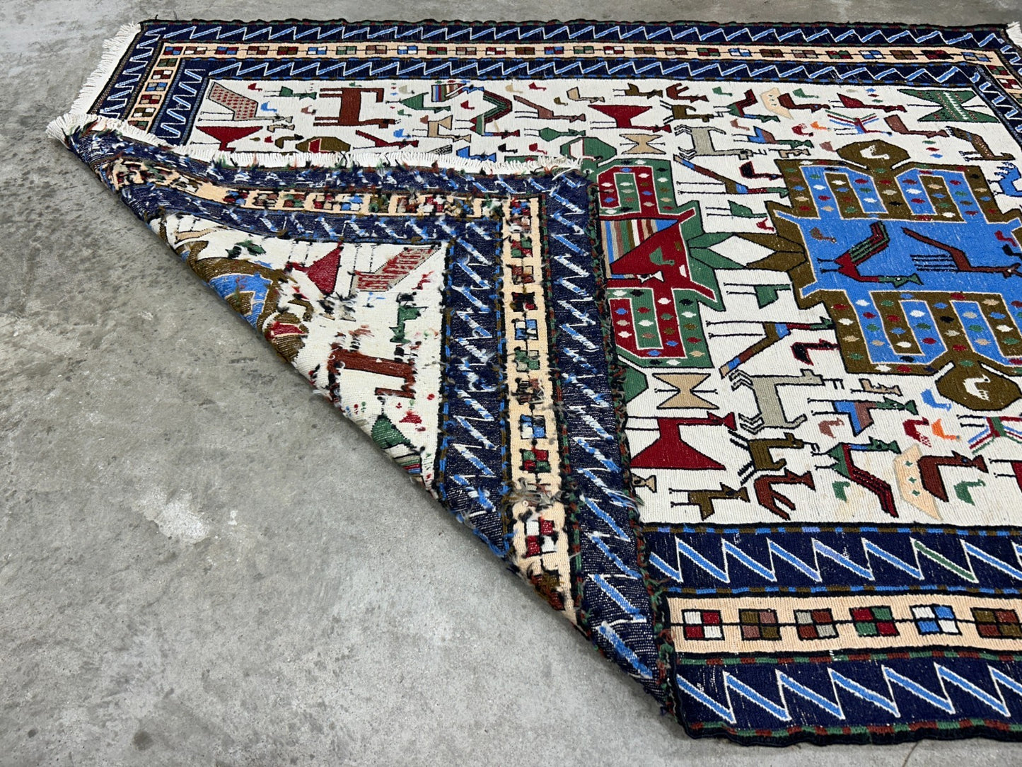 4'x4'10" Needle Punched 100% Wool Soumak Area Rug - Carpet