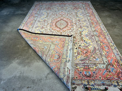 6'8"x10'3" Extra-Fine Signed Hand-Knotted Wool & Silk Tabrize Rug - Area Carpet