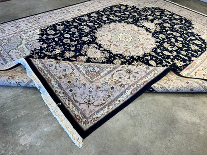 9'x12' Hand-Knotted Wool & Silk Blend Oriental Rug