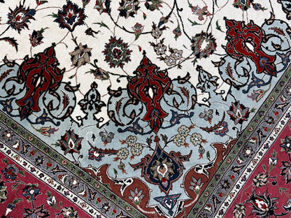 8'2"x11'5'' Very Fine Hand-Knotted Silk & Wool Tabrize Area Rug - Carpet