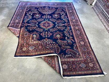 8'9"x12'1" Hand-Knotted 100% Wool Pile IndoSarouke Rug