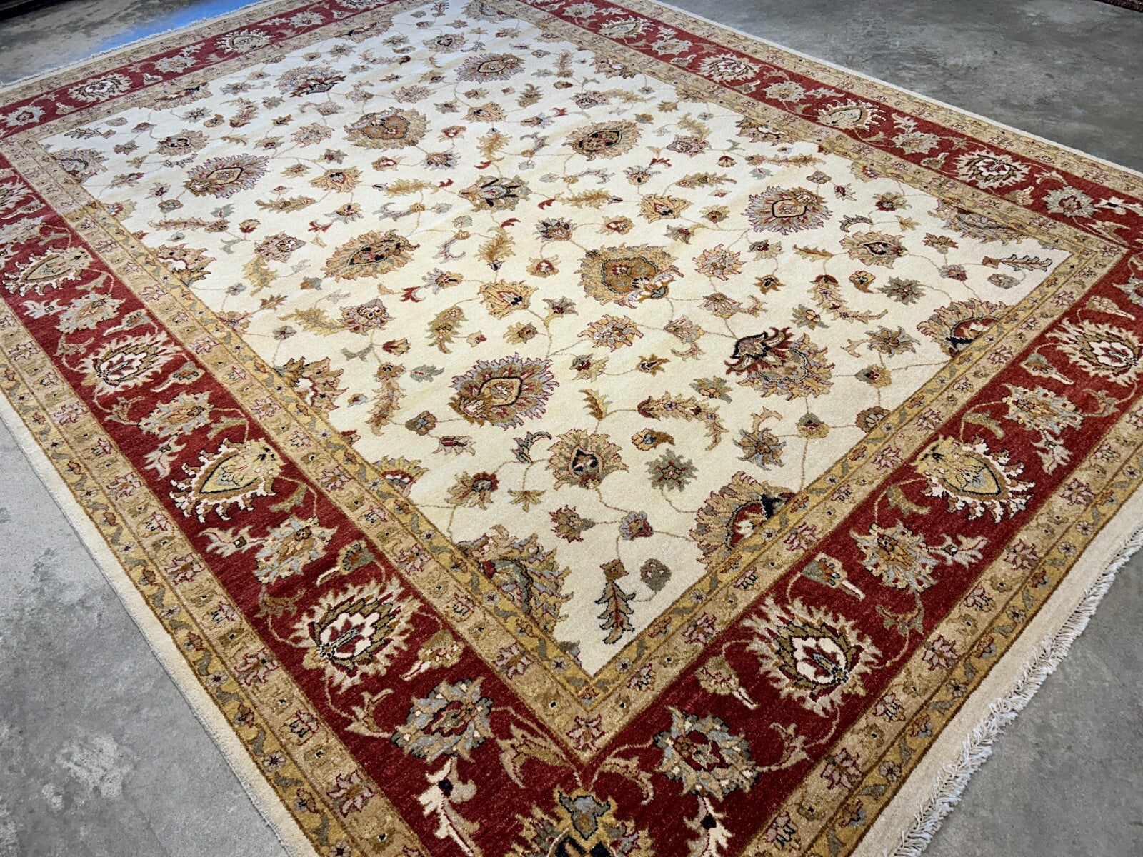 9'x12' Hand-Knotted 100% Wool Pile Kashane Design Carpet - Area Rug