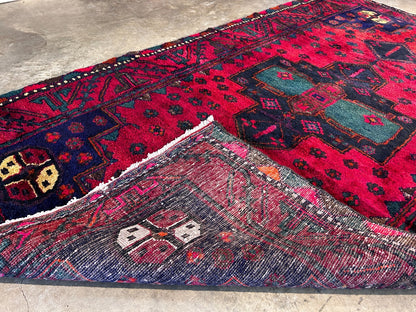 4'10" x 8'10" Hand-Knotted 100% Wool Pile Hamadane Area Rug - Carpet