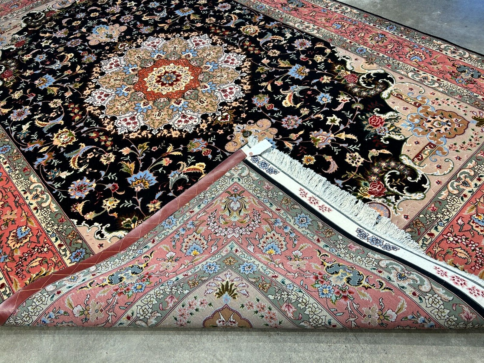 6'9"x10'5" Very Fine Hand-Knotted Wool & Silk Blend Tabrize Carpet - Area Rug