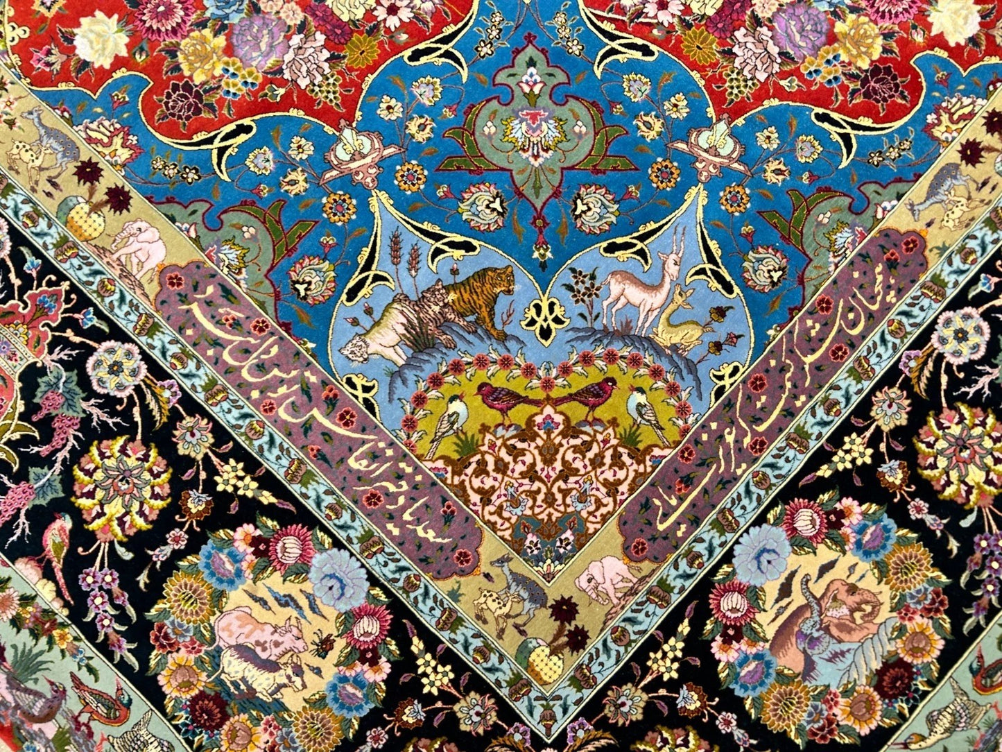 Collector Item - 10'9"x14'8" Hand-Knotted Wool & Silk Tabrize Area Rug