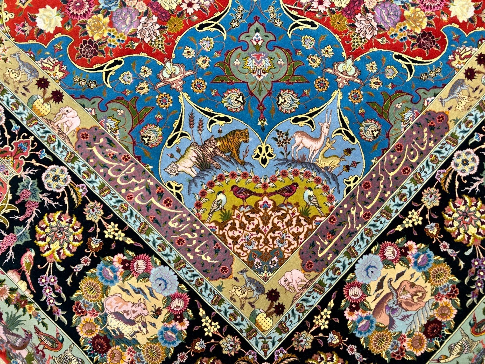 Collector Item - 10'9"x14'8" Hand-Knotted Wool & Silk Tabrize Area Rug