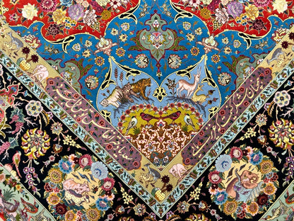 Collector Item - 10'9"x14'8" Hand-Knotted Wool & Silk Tabrize Area Rug
