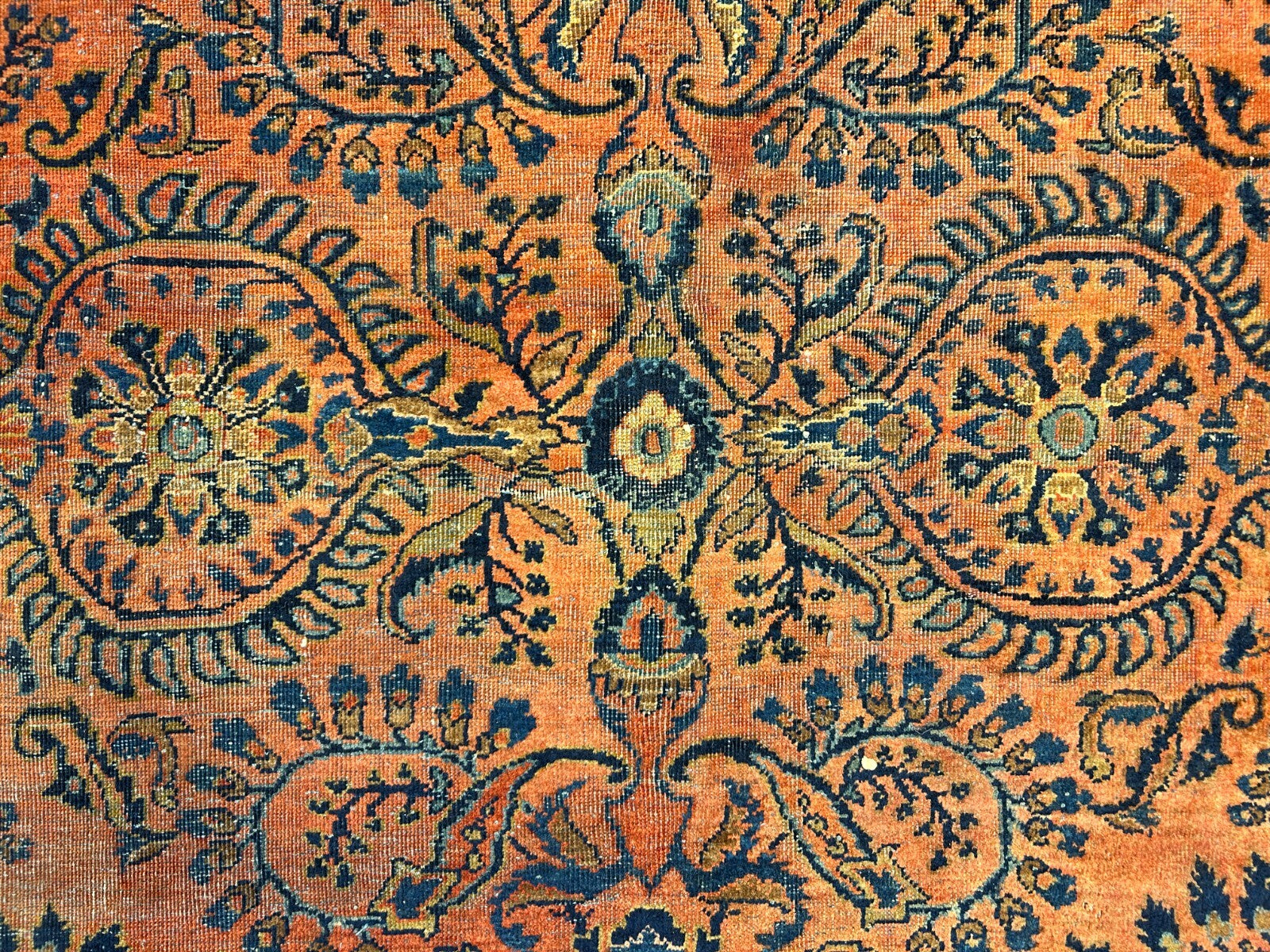 9'3"x12'7" Antique Fine Lamb Wool Sarouke Rug Hand-knotted Carpet