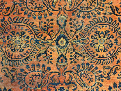 9'3"x12'7" Antique Fine Lamb Wool Sarouke Rug Hand-knotted Carpet