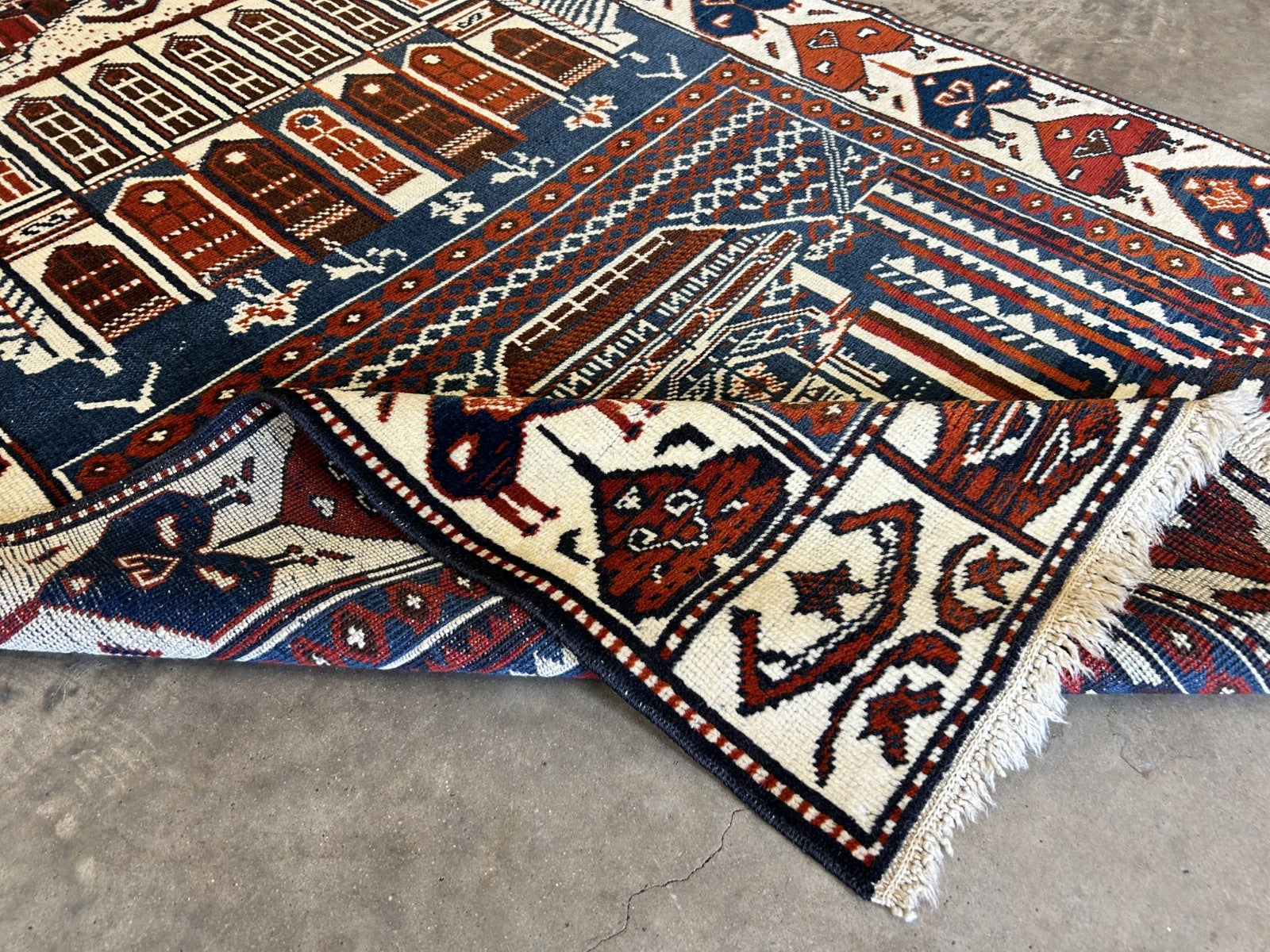 3'7"x5'6" Hand-Knotted 100% Wool Pile Shiraze Prayer Rug - Carpet