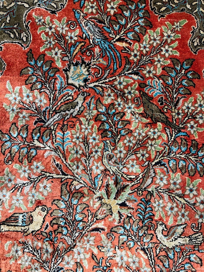 3'3"x5'7" Exquisite Fine Hand-Knotted 100% Silk Tree of Life Area Rug