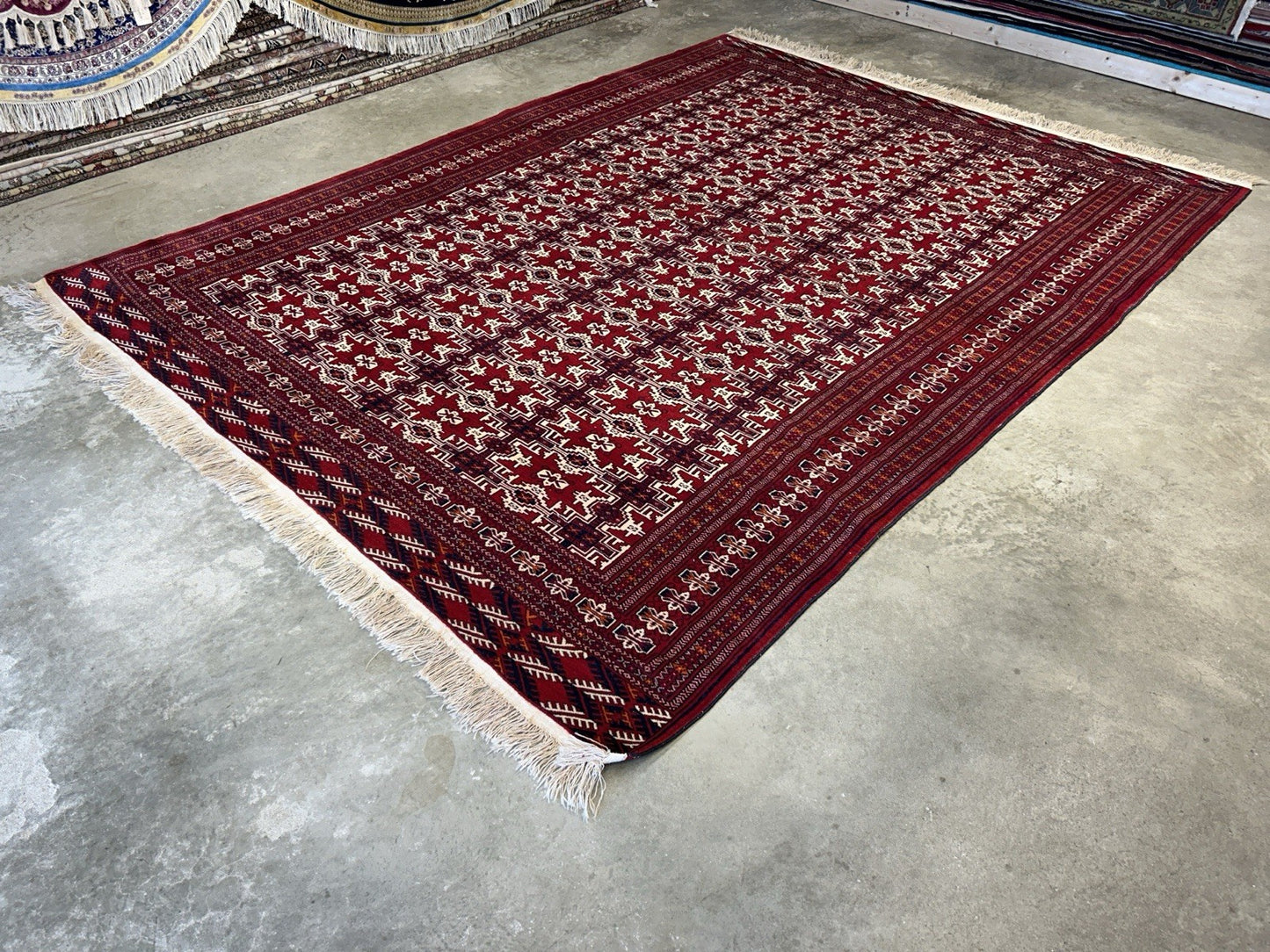 7’7”x10’ Hand-Knotted 100% Wool Pile Bokhara Area Rug - Carpet