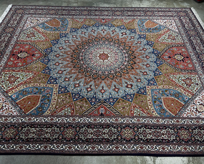 8'3"x10'5" Very Fine Hand-Knotted Wool & Silk Tabrize Rug