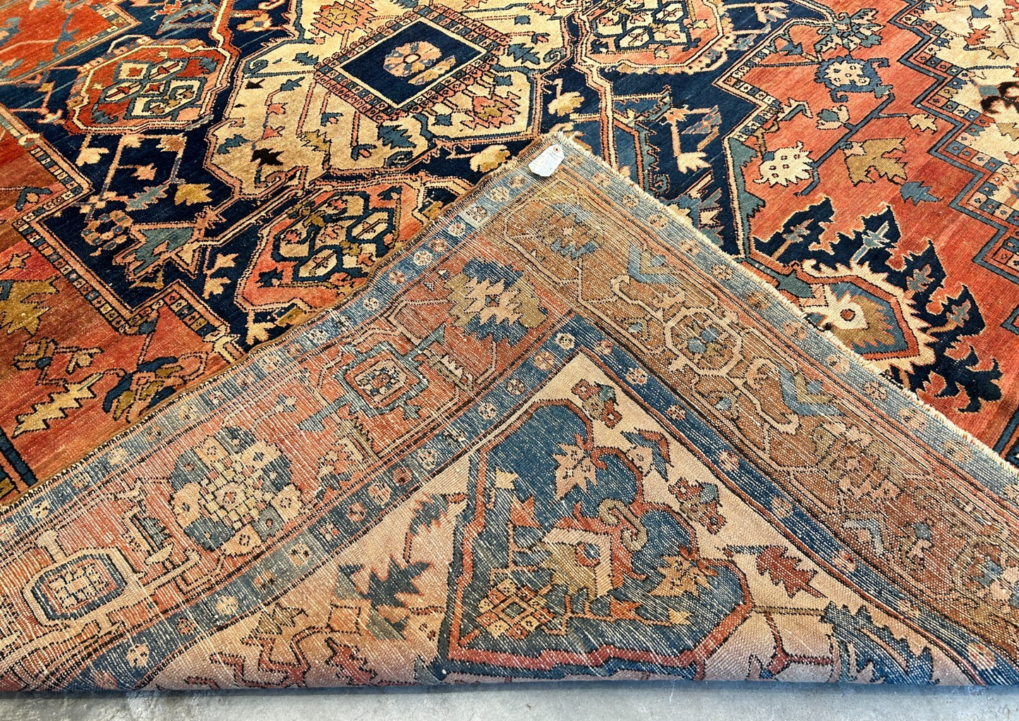 Collector Item - 9'8"x11'10 Antique Fine Wool Herize Serapy Hand-Knotted Rug