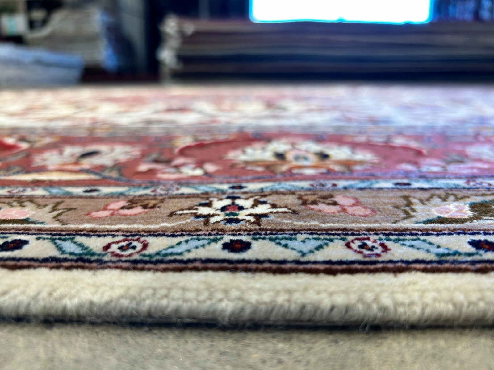 6'7"x10'1" Fine Hand-Knotted Wool & Silk Blend Tabrize Carpet - Area Rug