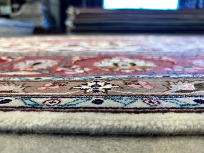 6'7"x10'1" Fine Hand-Knotted Wool & Silk Blend Tabrize Carpet - Area Rug