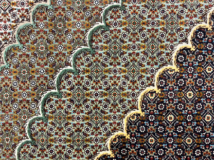 6'8"x10'3" Fine Hand-Knotted Wool & Silk Blend Tabrize Mahi Carpet - Area Rug