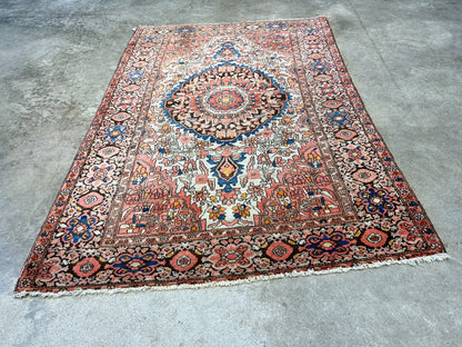 3'3"x5' Antique Hand-Knotted 100% Wool Pile Sarouke Farahan Rug