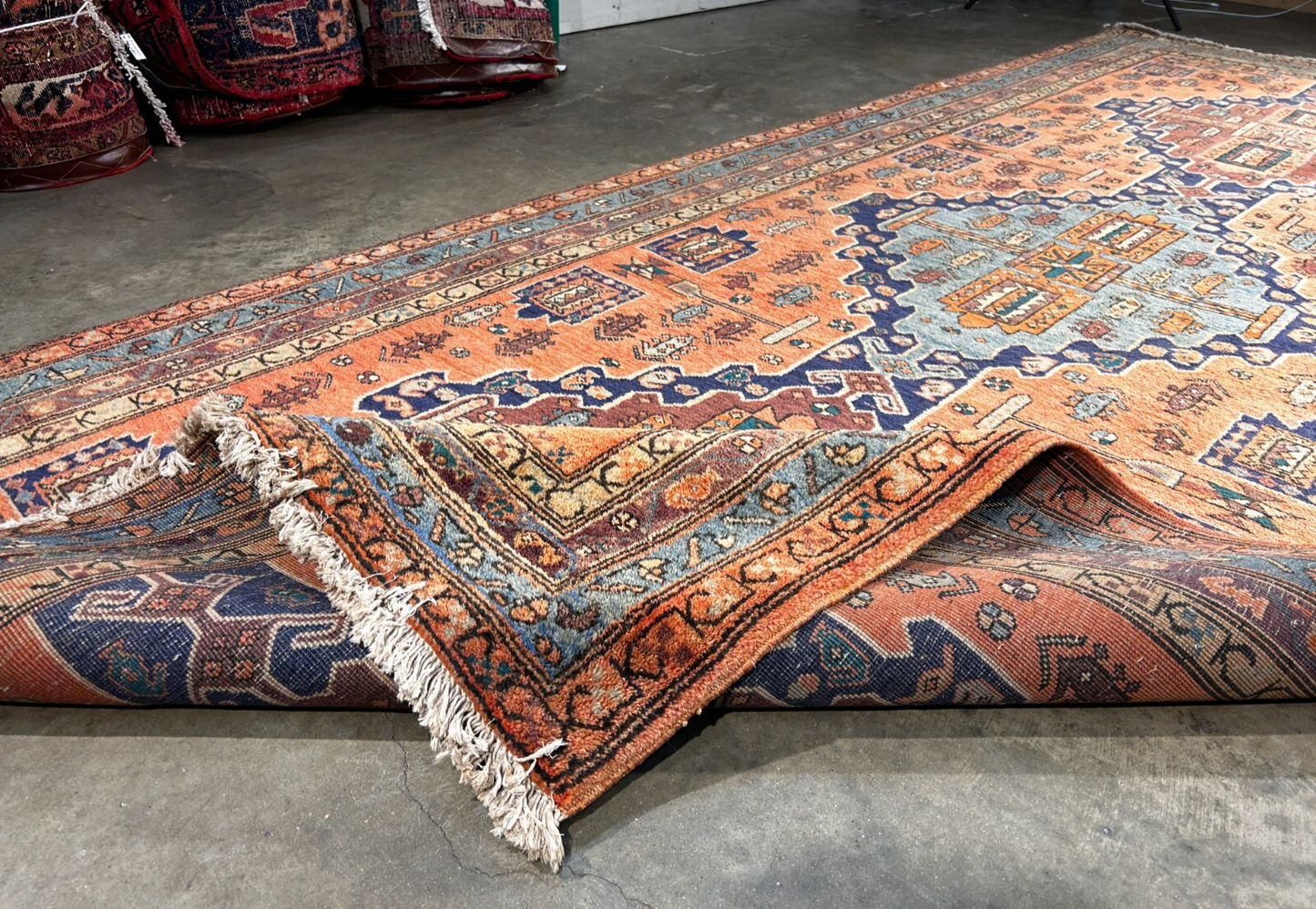 4'8" x 11'0" Hand-Knotted 100% Wool Pile Hamadane Area Rug - Carpet