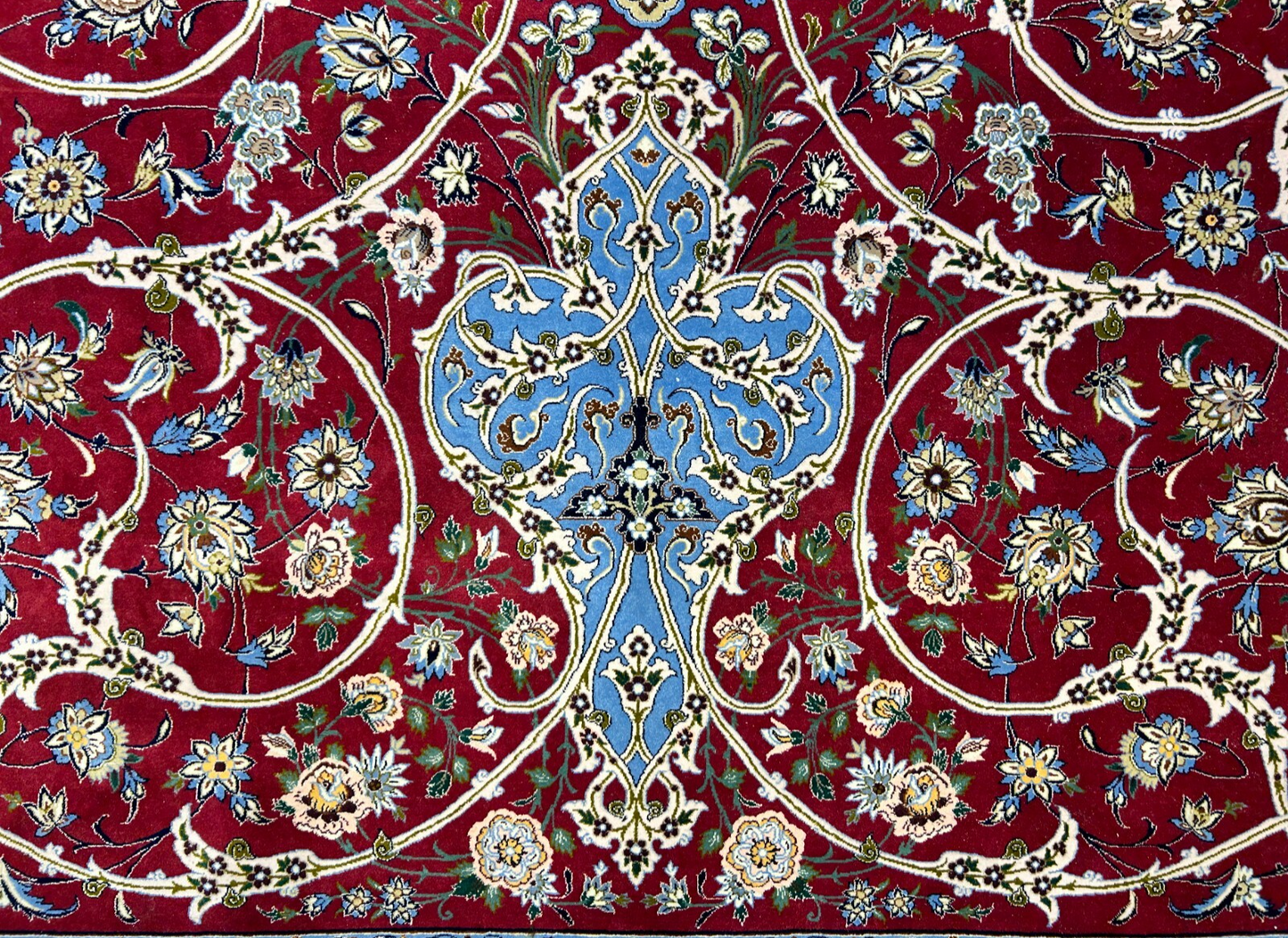 6'10"x10'4"Extra Fine Hand-Knotted Wool & Silk Isfahane Rug - Area Carpet