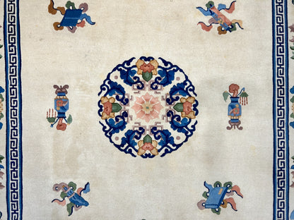 6'x9' Vintage Hand-Knotted Wool Oriental Art Deco Rug - Area Carpet