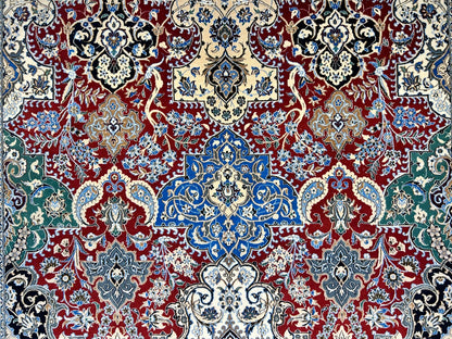 6'8"x10' Very Fine Hand-Knotted Wool & Silk Naine Rug - Area Carpet