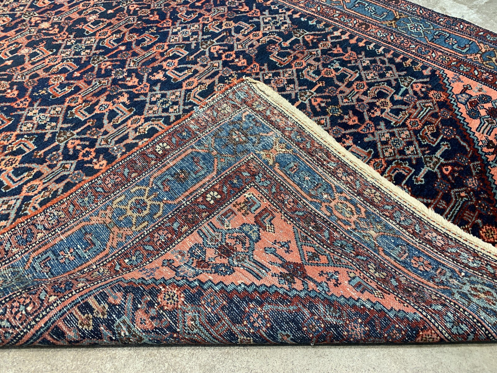  4'9"x6'8" Antique Pre-1900 Geometric Malayer Area Rug Hand-knotted Carpet