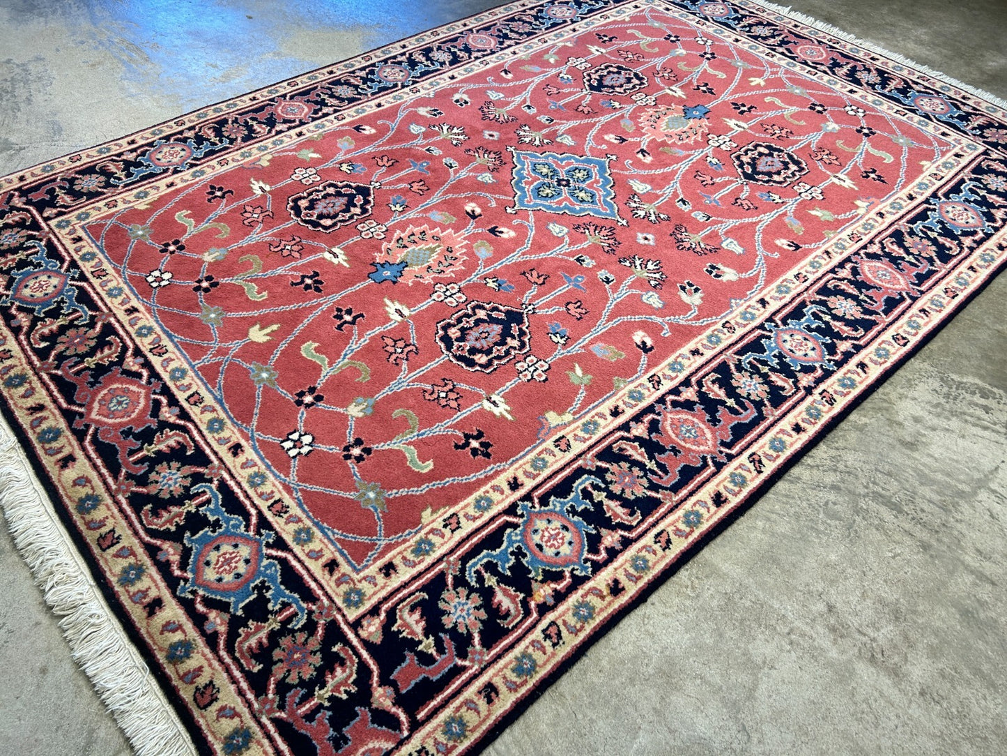6'x9' Hand-Knotted 100% Wool Pile Indo-Serapi Carpet - Area Rug
