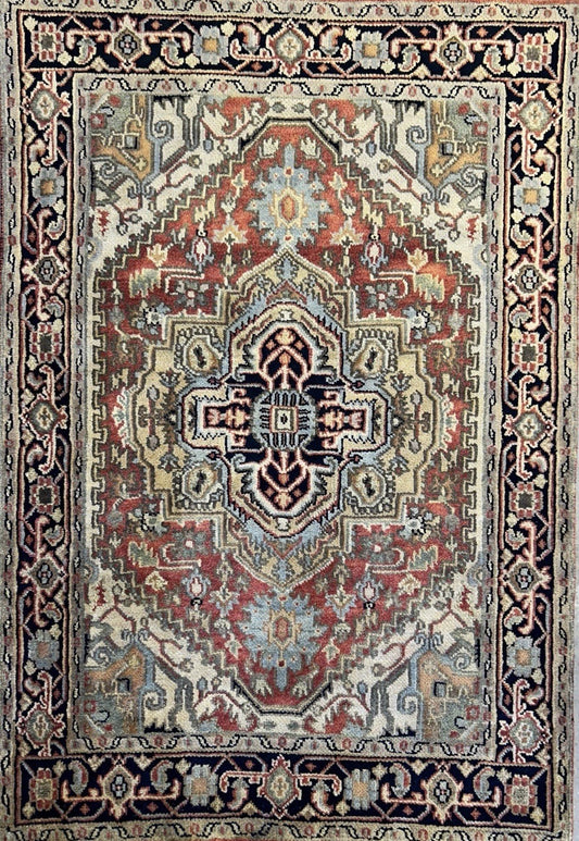 4’1”x6’1” Hand-Knotted 100% Wool Indoserapi Area Rug - Carpet