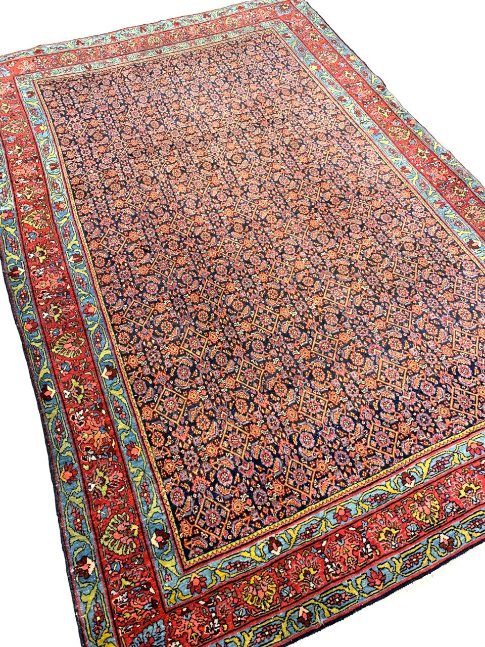 Collector Item -  4'8"x7'1" Antique Hand-Knotted Fine Wool Bidjare Area Rug