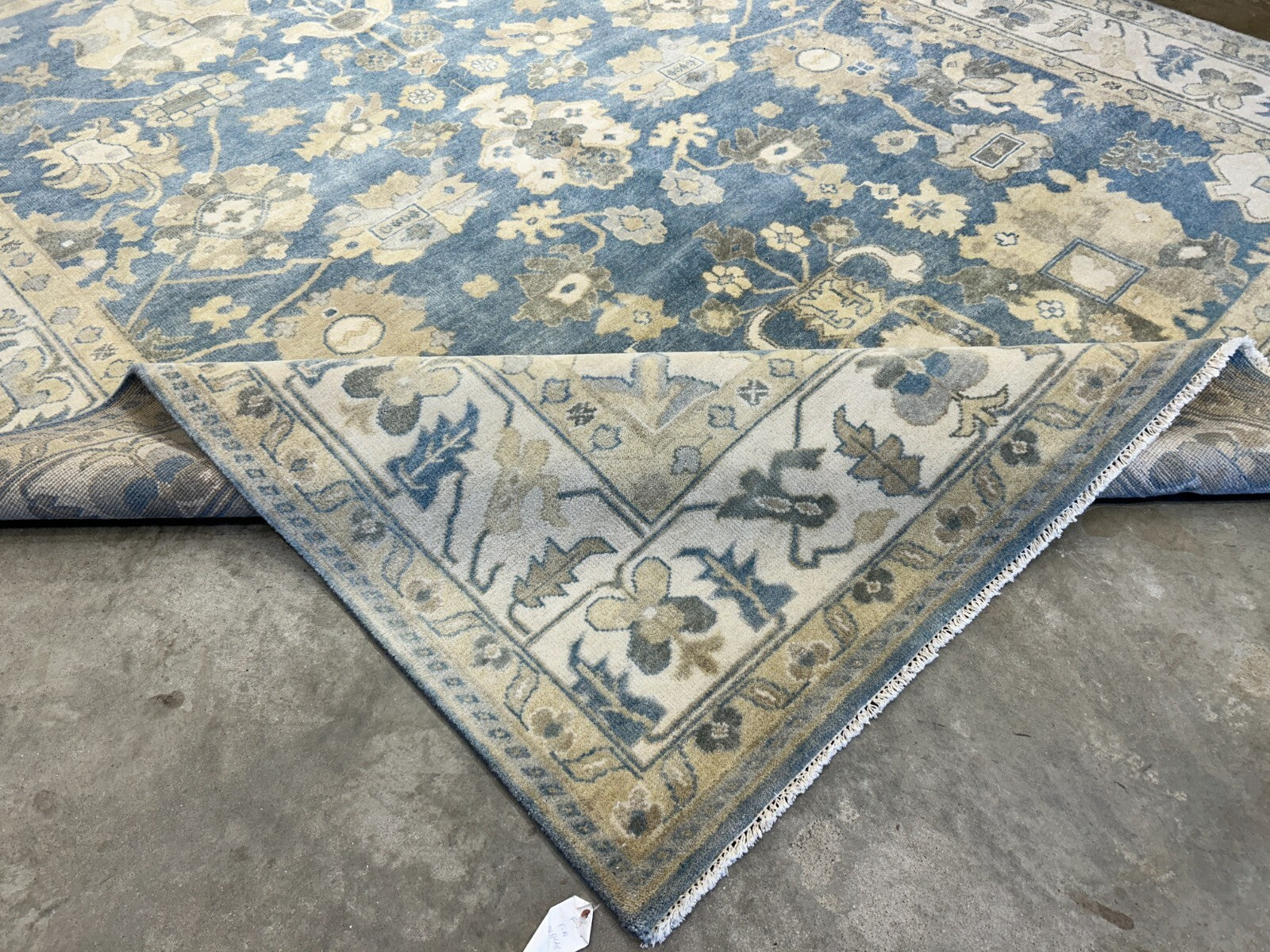 9'1"x12'2" Hand-Knotted 100% Wool Pile Oushak Rug