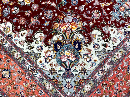 8'x11'7" Extra-Fine 70 Line Silk Foundation Hand-Knotted Wool & Silk Tabrize Rug