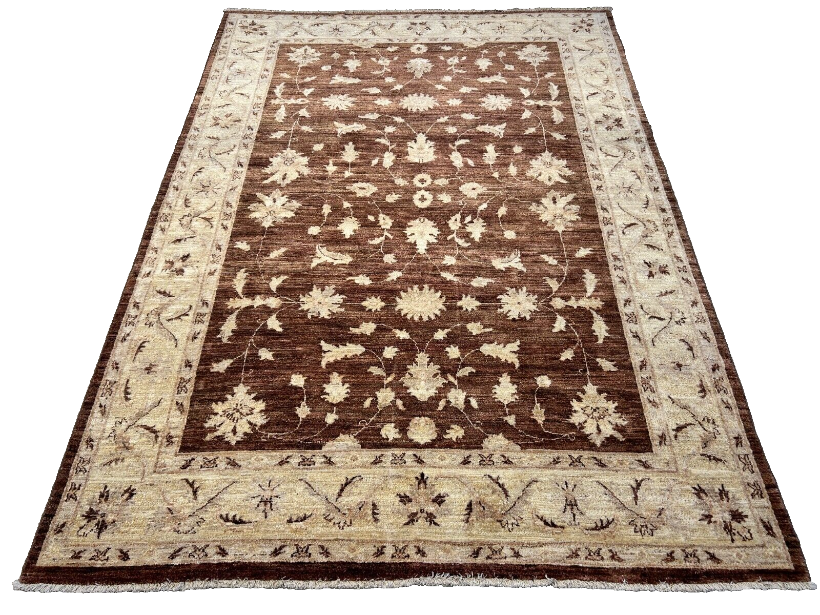 6'7"x9'5" Hand-Knotted 100% Wool Pile Pishawar Oushak Carpet - Area Rug