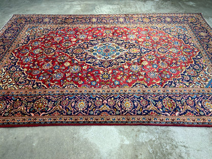 6'4"x9'11" Hand-Knotted 100% Wool Pile Kashanne Carpet - Area Rug