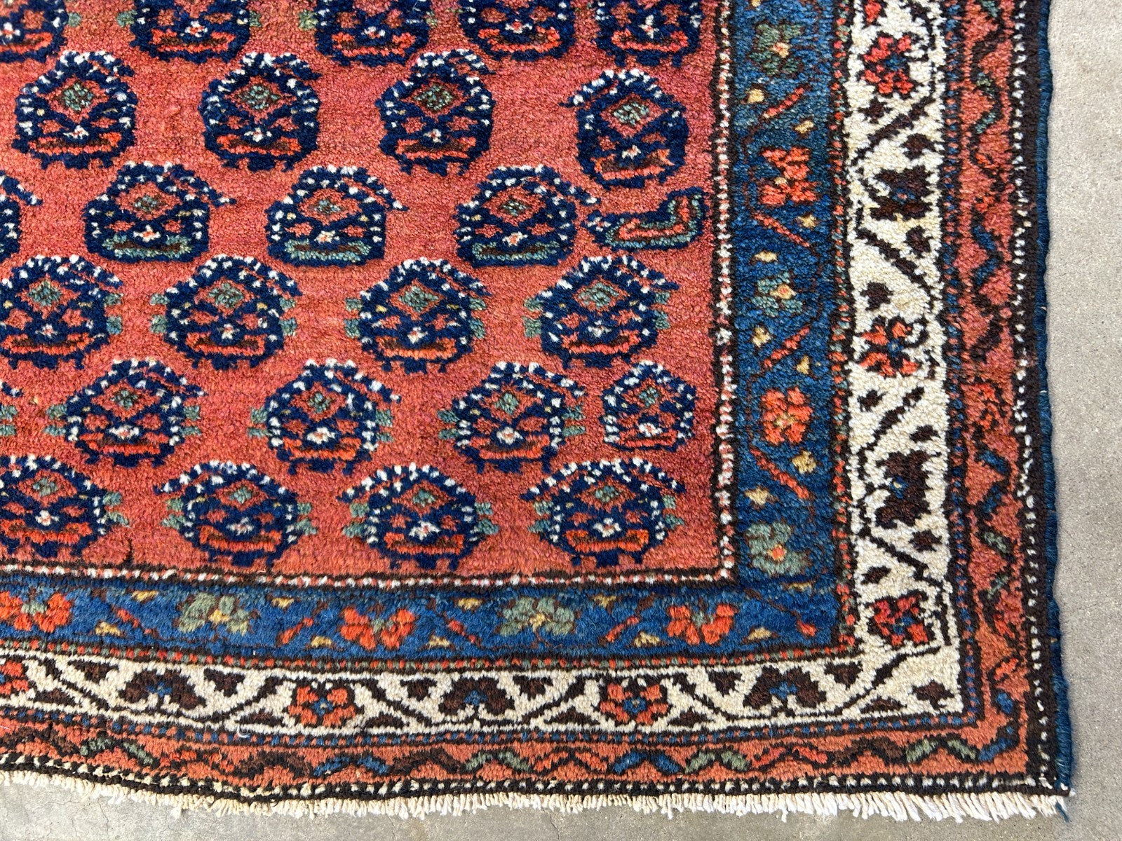3'9"x5'9" Antique Hand-Knotted 100% Wool Pile Hamadane Area Rug - Carpet