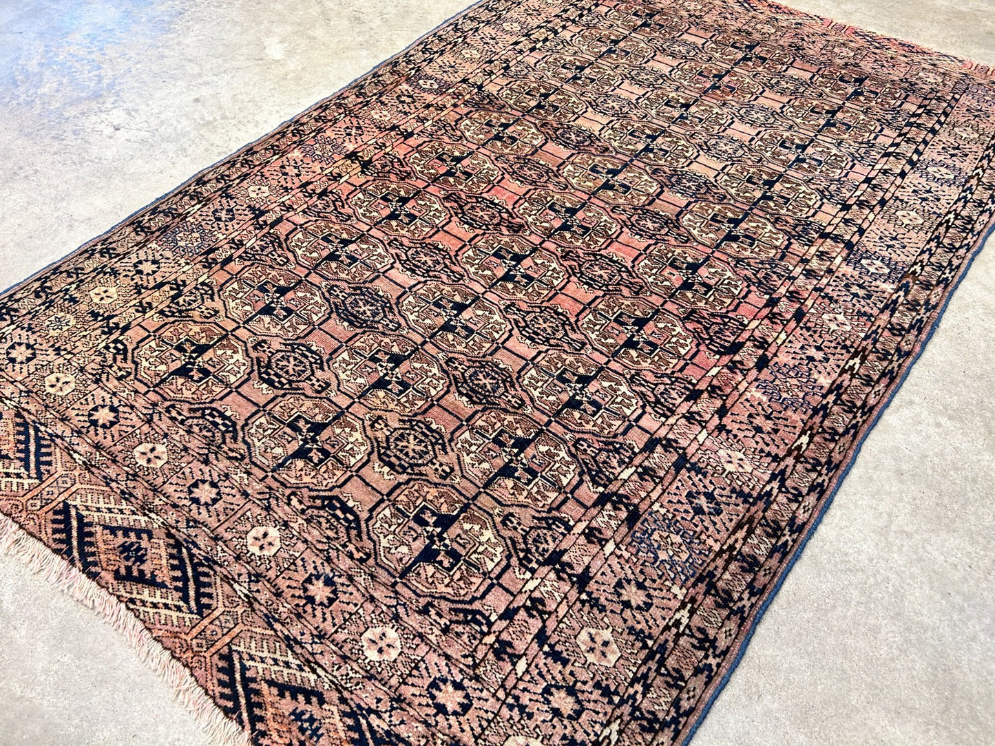 3'4"x5'3" Antique Hand-Knotted 100% Wool Pile Taky Bokhara Rug