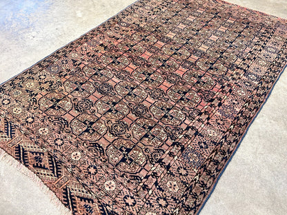 3'4"x5'3" Antique Hand-Knotted 100% Wool Pile Taky Bokhara Rug