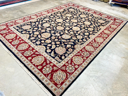 9' x 12' Hand-Knotted 100% Wool Carpet - Indian Agra Area Rug